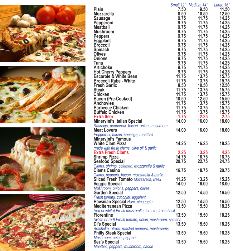 Menu Minervini's Pizzeria-7